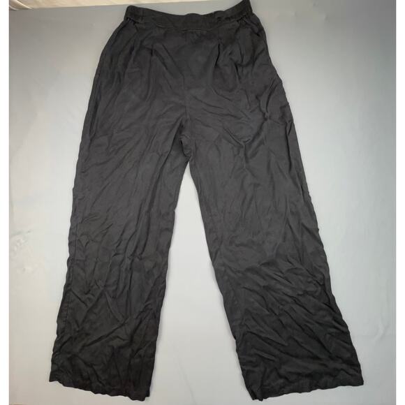 ASOS DESIGN Black Wide Leg Pants US 8 Tall Fit Pull On Elastic Waist - Picture 1 of 5